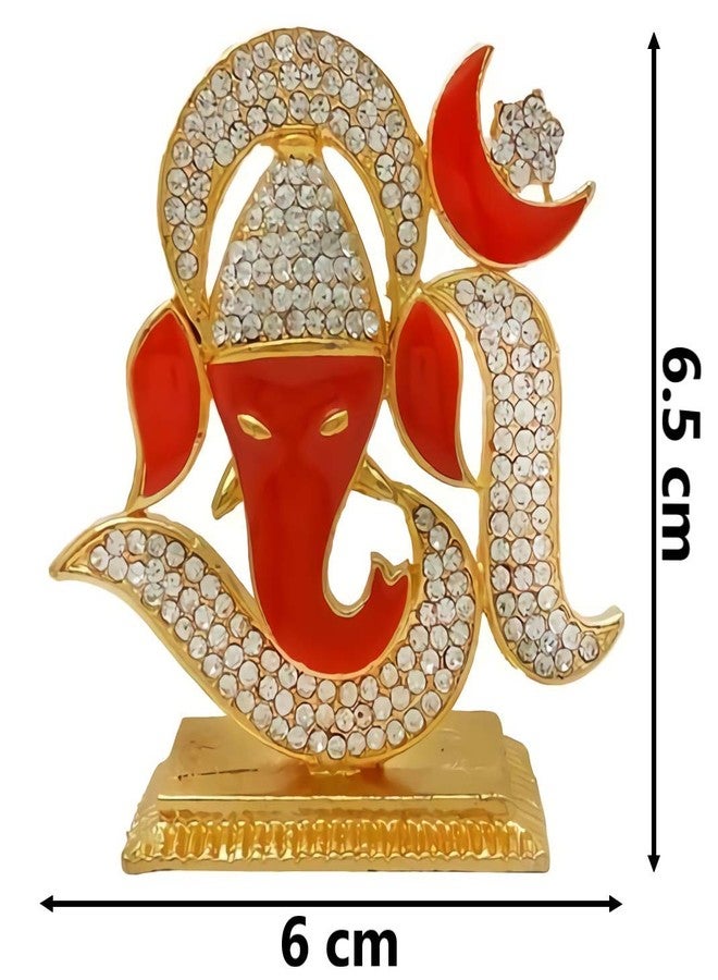 GCT OM Ganesh Idol OM Ganesha Statue Ganpati Vinayaka Murti (B-125) Orange Metal Statue for Home Décor Car Dashboard Mandir Pooja Murti Temple Puja Office Table Showpiece - Image 2